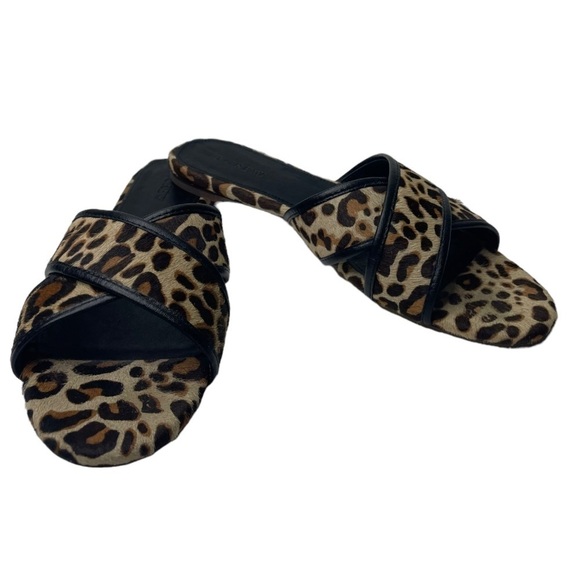 J. Crew Women’s Leather Leopard CrissCross Strap Sandals - Picture 3 of 9